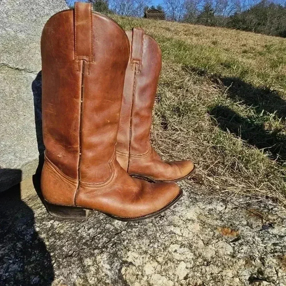 Vintage Brown Leather Cowboy Boots